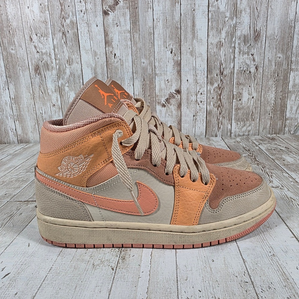 Nike Air Jordan 1 Mid SE Dutch Green Orange Womens Size 8 DH4270-800 Sneakers